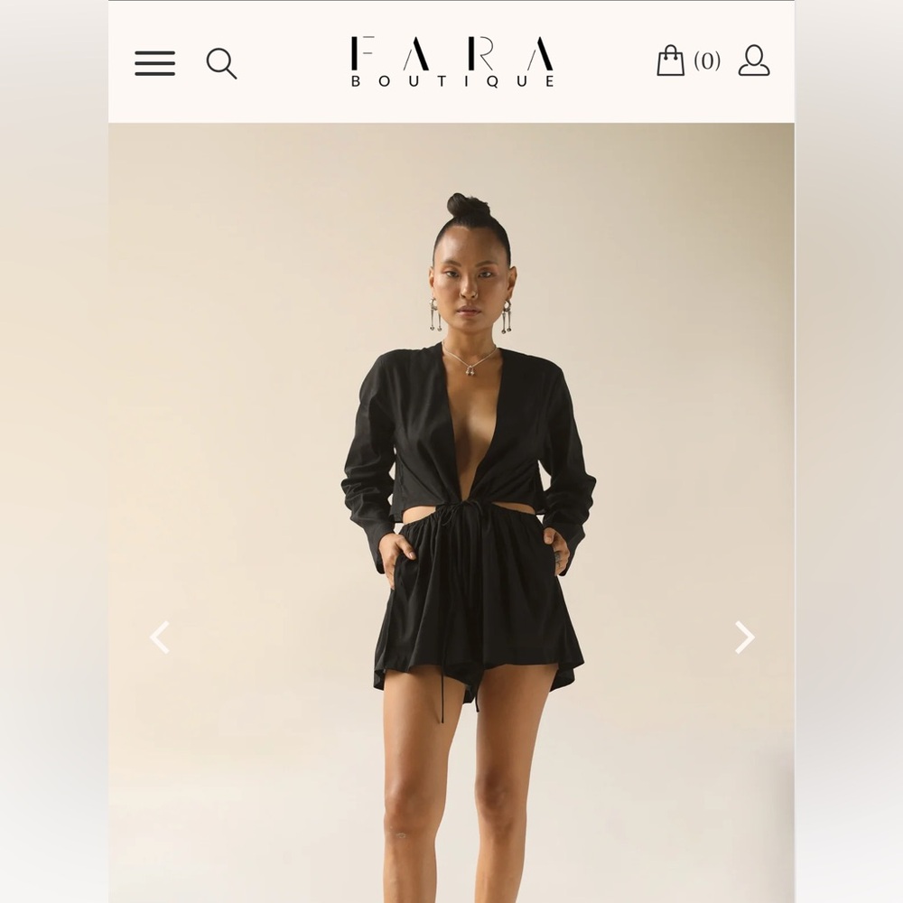 FARA Black Plunge Neck Romper